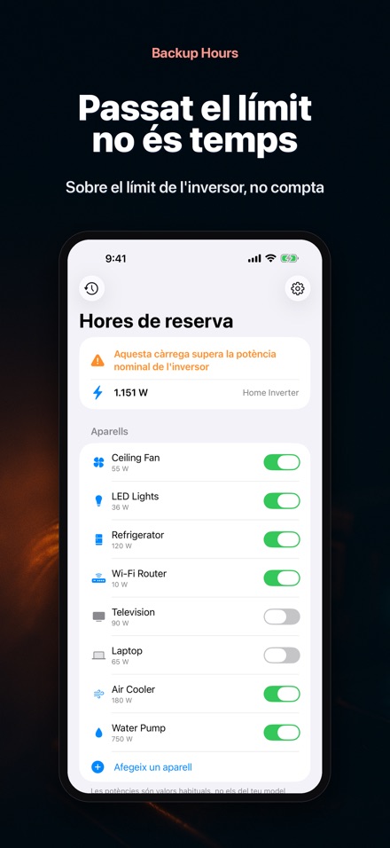 Backup Hours: hores de bateria 6
