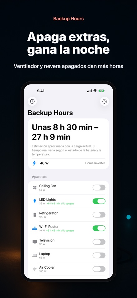 Backup Hours: horas de batería 2