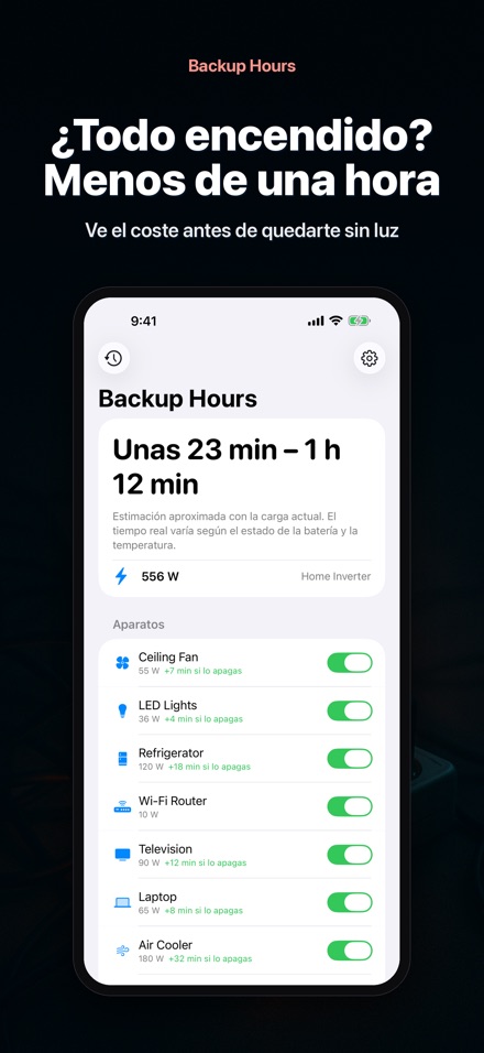 Backup Hours: horas de batería 3