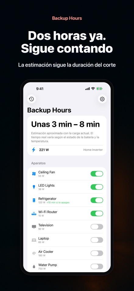 Backup Hours: horas de batería 5