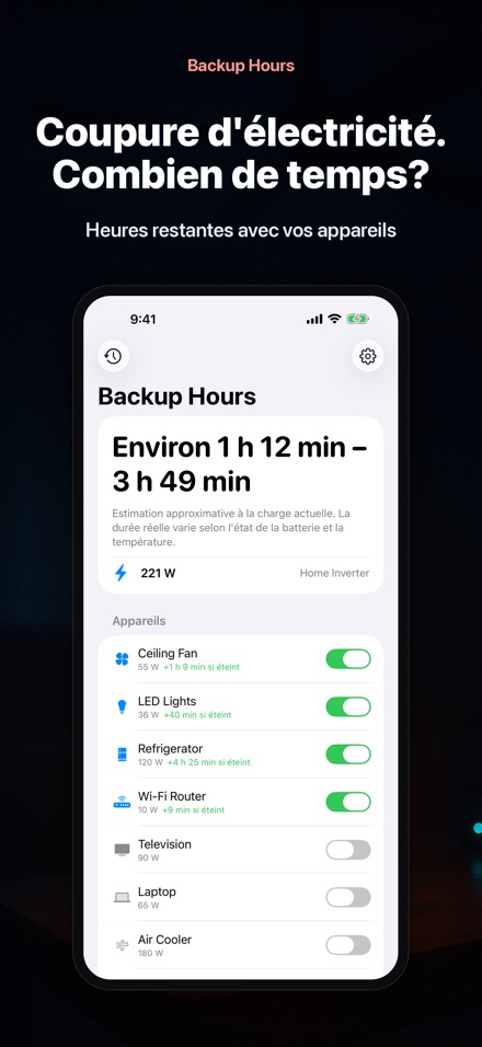 Backup Hours : autonomie