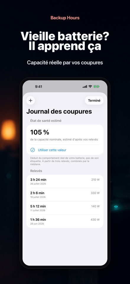 Backup Hours : autonomie 9