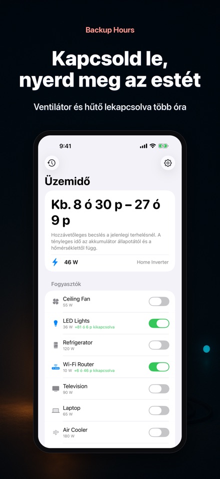 Backup Hours: akkuidő 2
