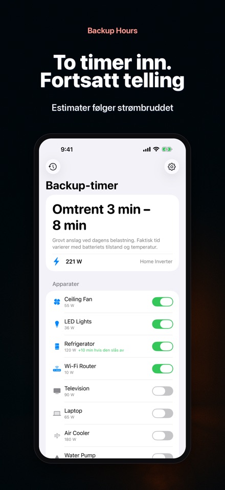 Backup Hours: Batteritid 5