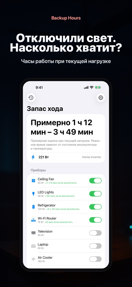 Backup Hours: часы от АКБ