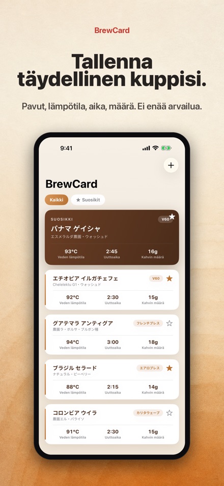 BrewCard: Kahvireseptikortit