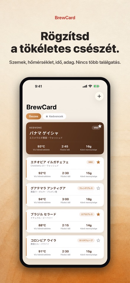 BrewCard: Kave Receptkartyak