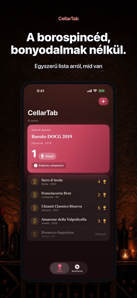 CellarTab: Borospince Napló