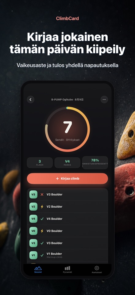 ClimbCard: Kiipeilypäiväkirja