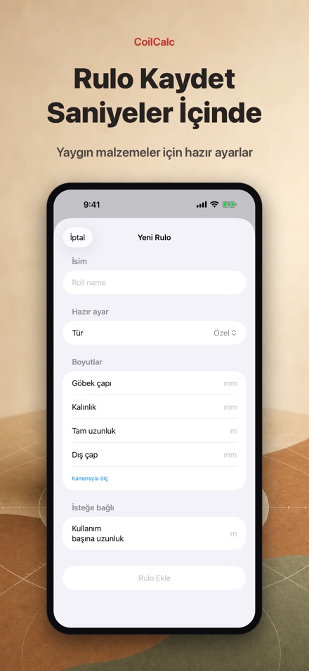 CoilCalc: Rulo Uzunluğu Ölçer 4