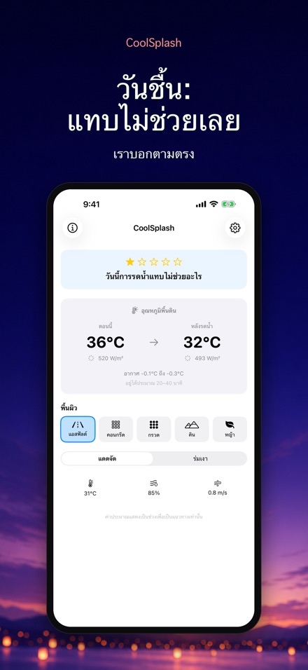 CoolSplash: รดน้ำช่วยเย็นจริง? 4