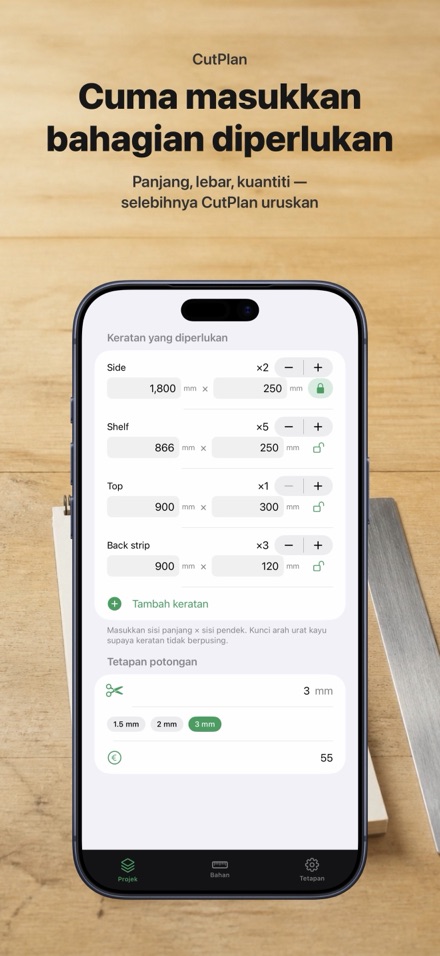 CutPlan: optimum potong kayu 4