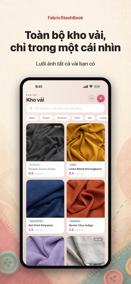 FabricStashBook: Kho Vải