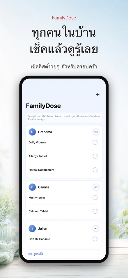 FamilyDose: เช็คลิสต์ครอบครัว