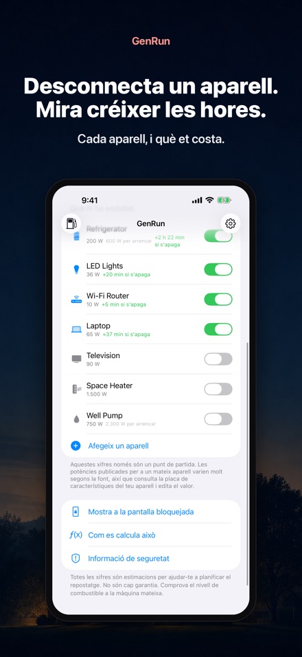 GenRun: autonomia generador 2