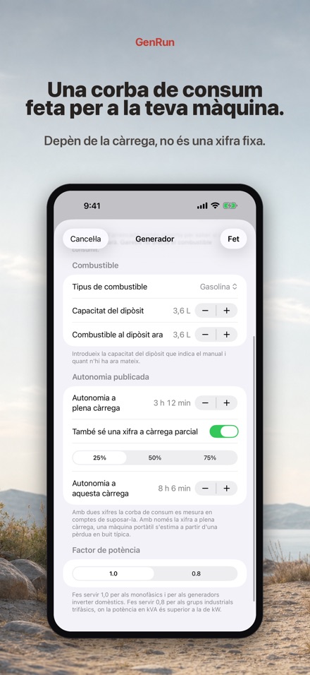 GenRun: autonomia generador 6