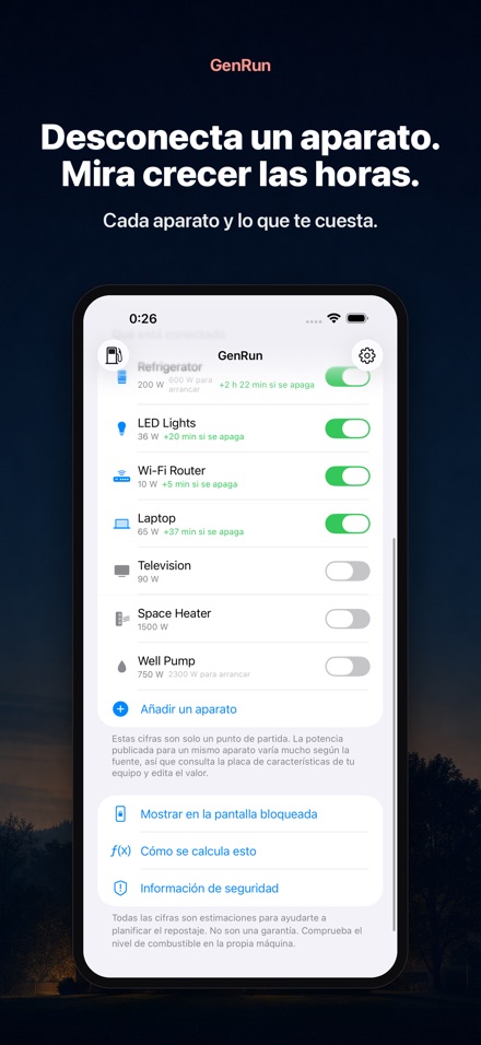 GenRun: autonomía generador 2