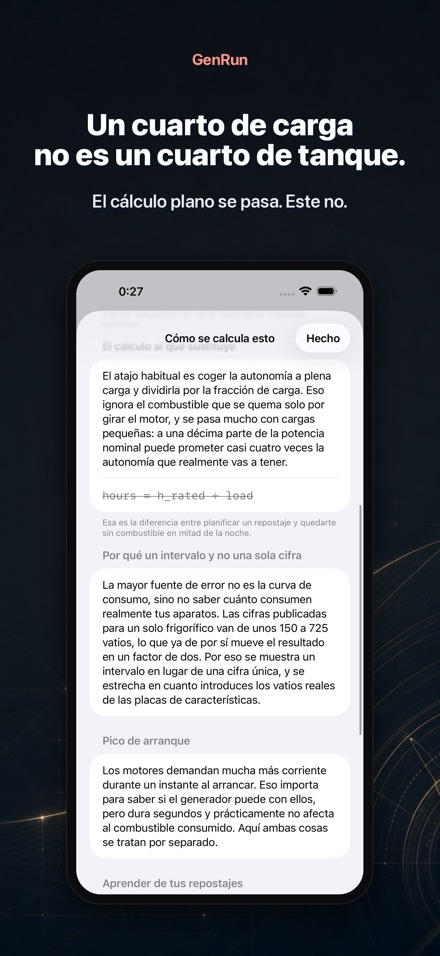 GenRun: autonomía generador 4