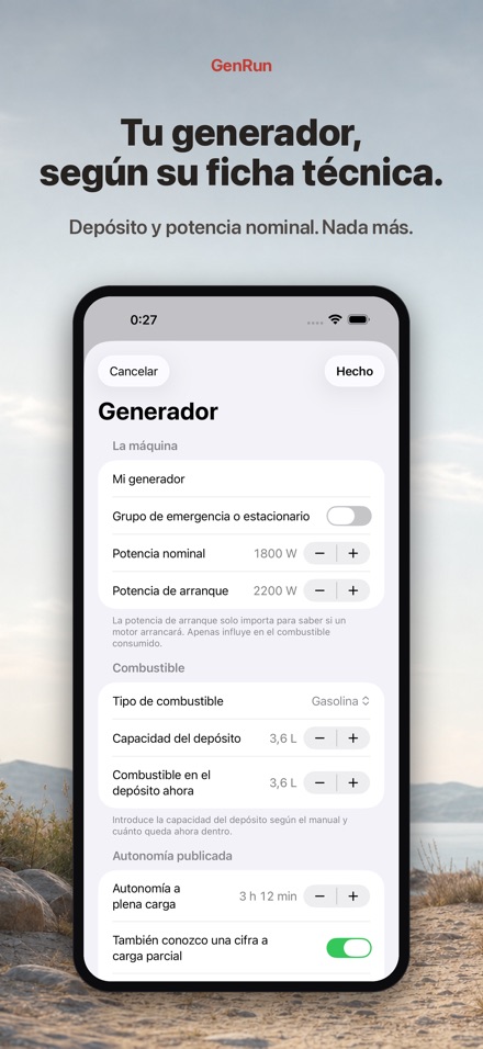 GenRun: autonomía generador 5