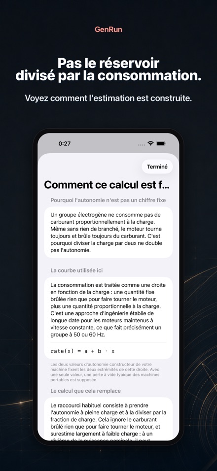 GenRun : autonomie génératrice 3