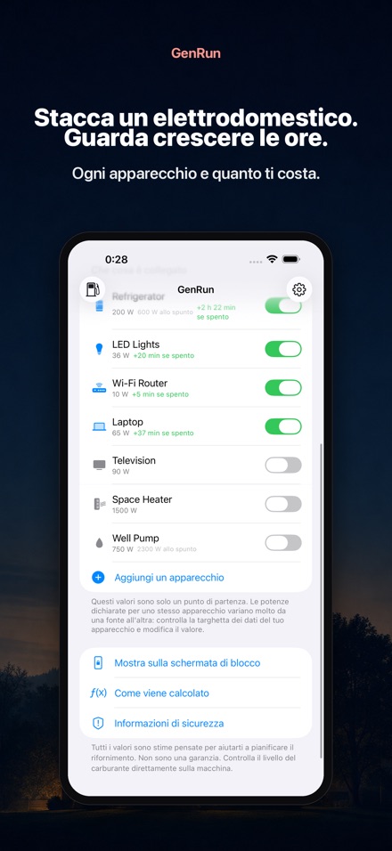 GenRun: autonomia generatore 2