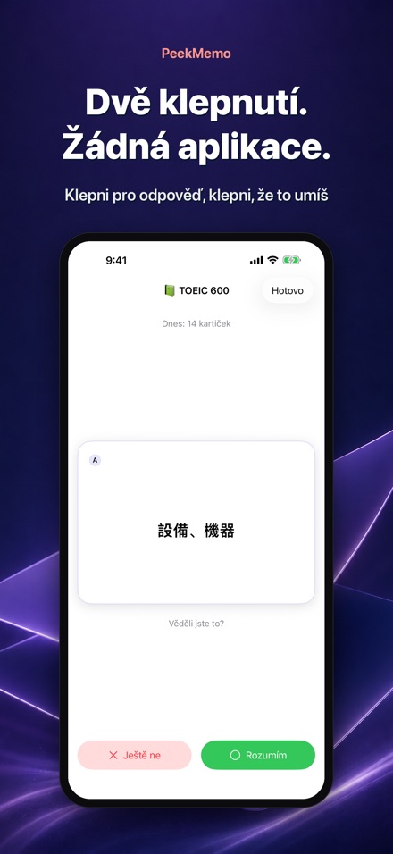 PeekMemo: kartičky na displeji 3