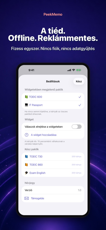 PeekMemo: szókártyák 10