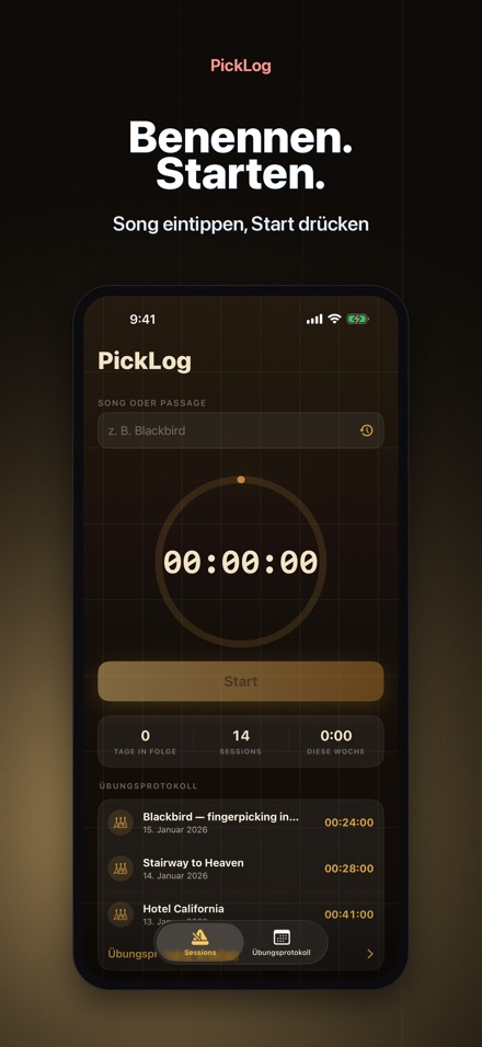 PickLog: Gitarrenübungs-Timer 2