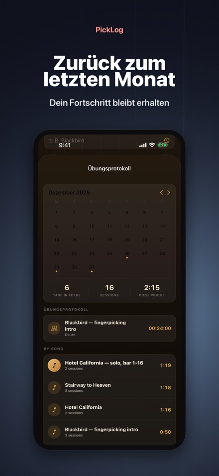 PickLog: Gitarrenübungs-Timer 10