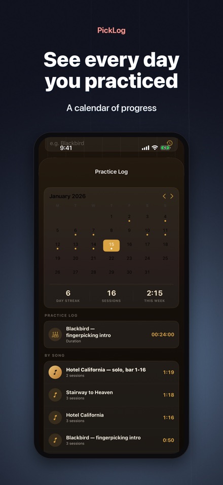 PickLog: Guitar Practice Timer 3