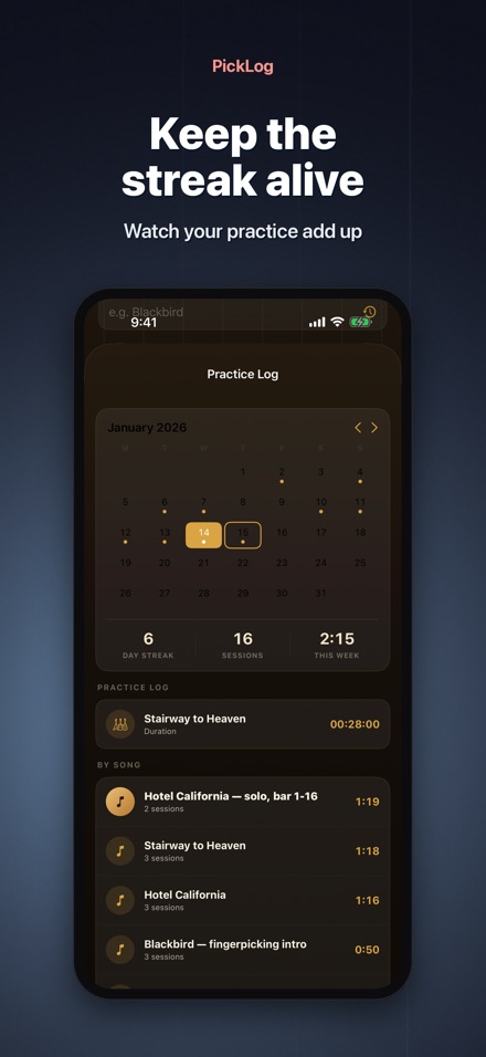 PickLog: Guitar Practice Timer 4