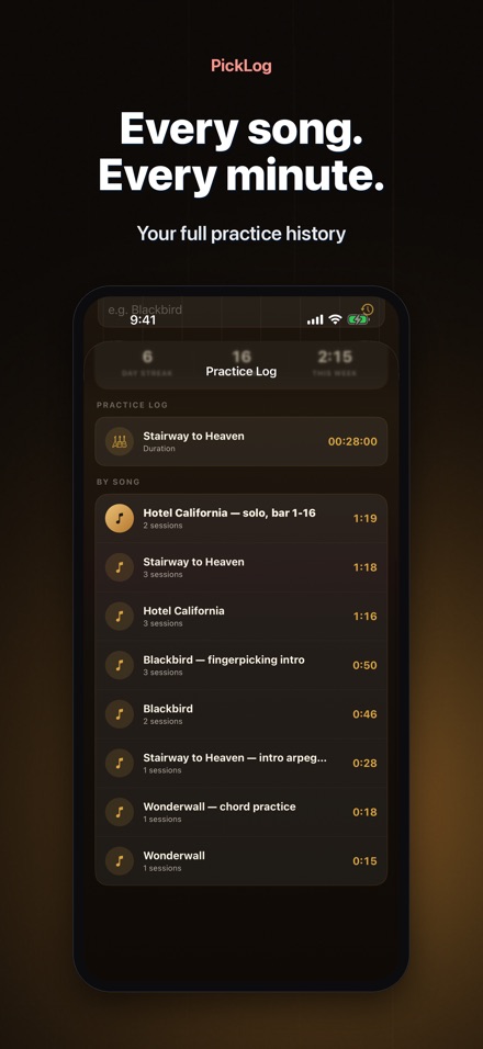 PickLog: Guitar Practice Timer 5