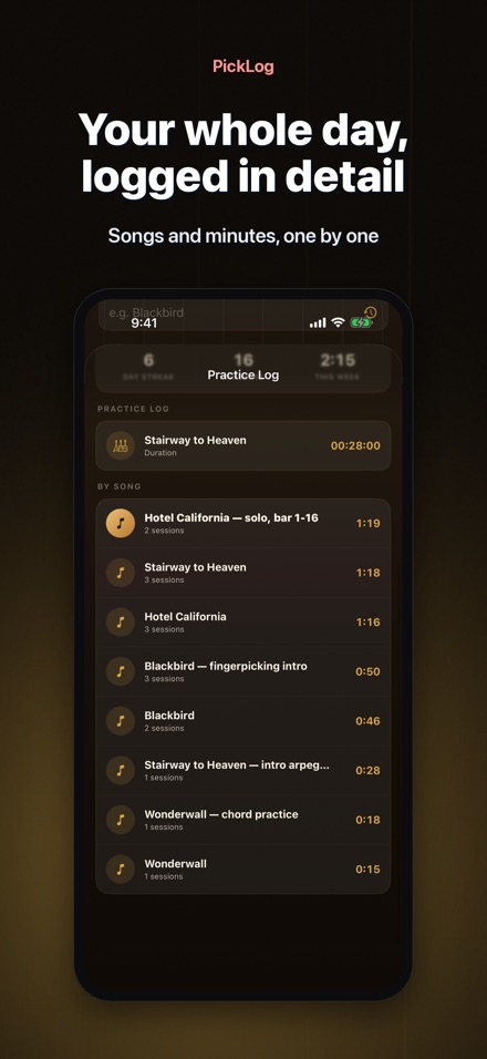PickLog: Guitar Practice Timer 9