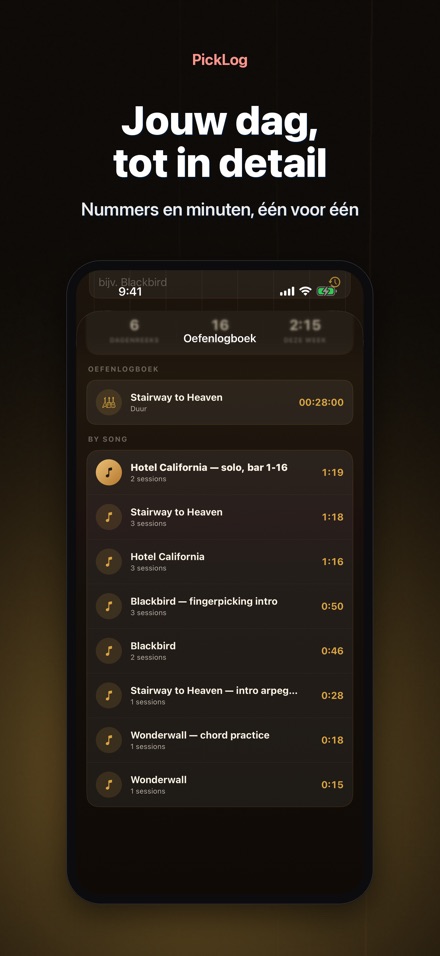 PickLog: Gitaaroefening Timer 9