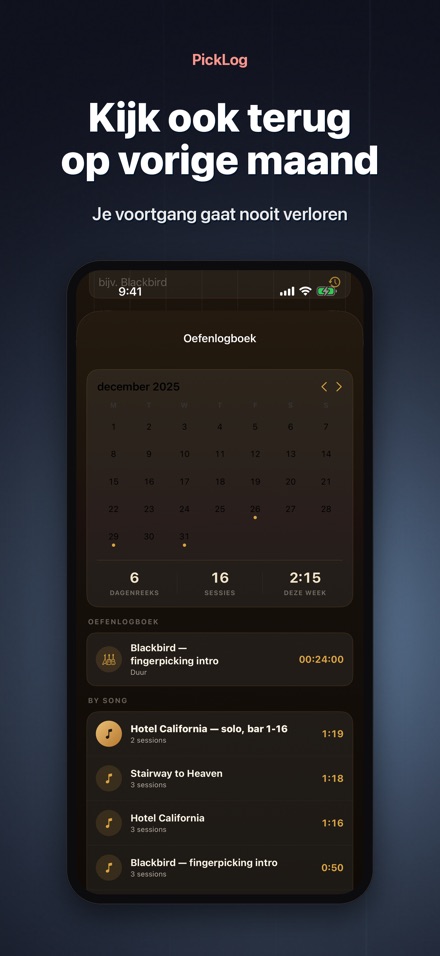 PickLog: Gitaaroefening Timer 10