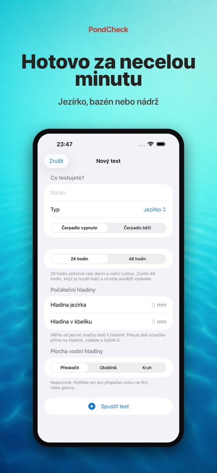 PondCheck test úniku vody 6