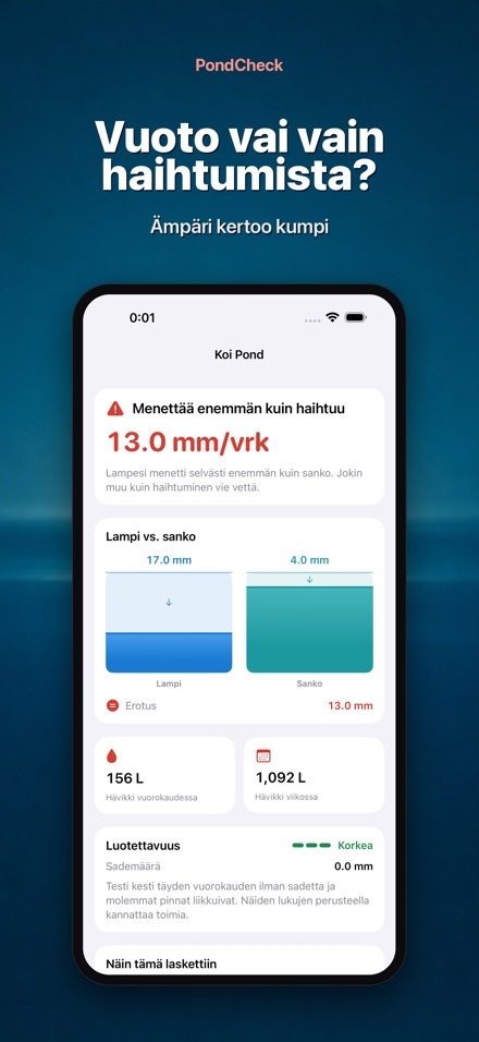 PondCheck: vesivuoto