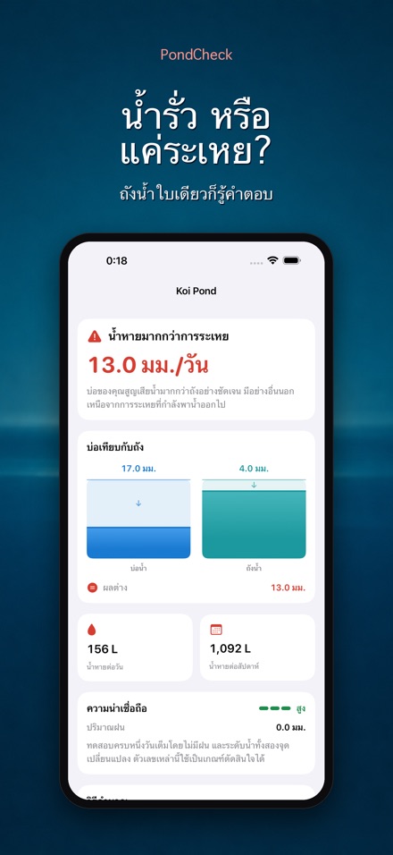 PondCheck ตรวจรั่วบ่อน้ำ