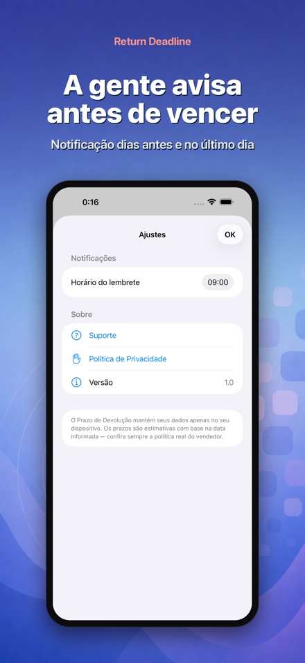Return Deadline: devolução 9