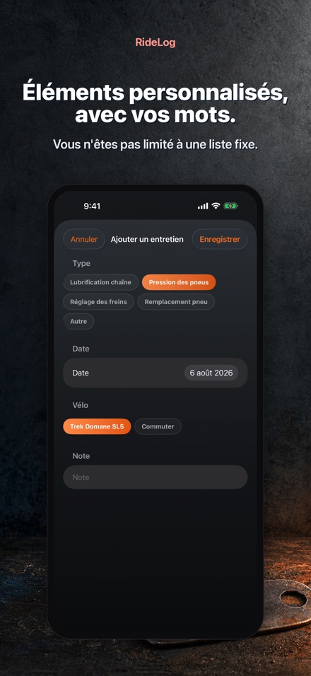 RideLog: Carnet Entretien Velo 5