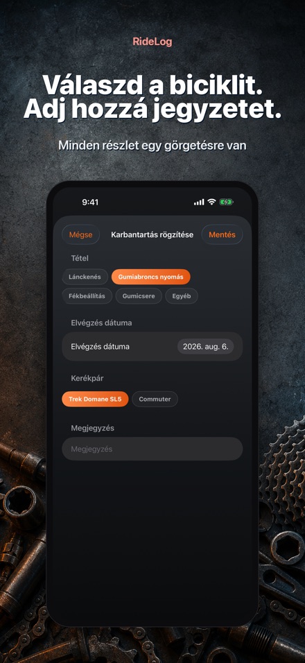 RideLog: Bicikli Szerviznaplo 10