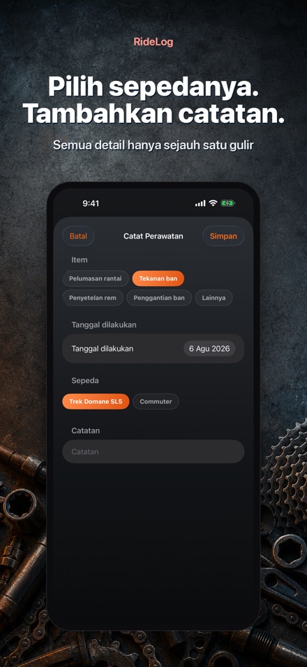 RideLog: Catatan Servis Sepeda 10