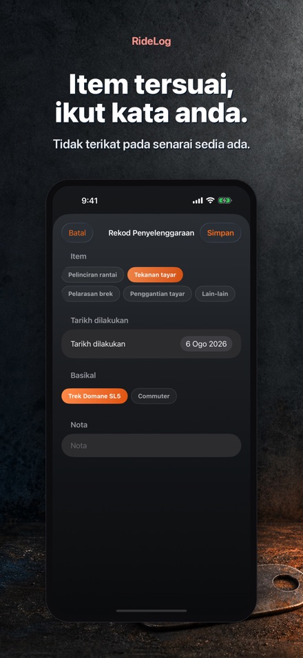 RideLog: Log Servis Basikal 5