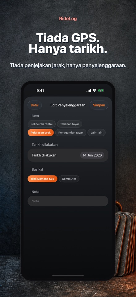 RideLog: Log Servis Basikal 9