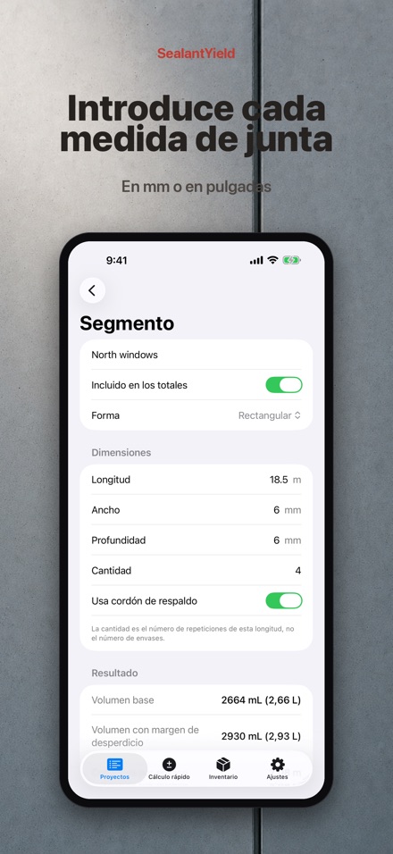 SealantYield Calc. Sellador 4