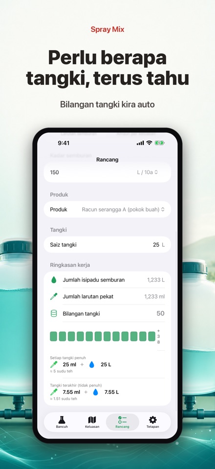 Spray Mix: Bancuh & Ukur Plot 8