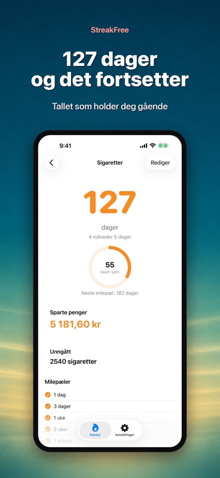StreakFree: Dager siden