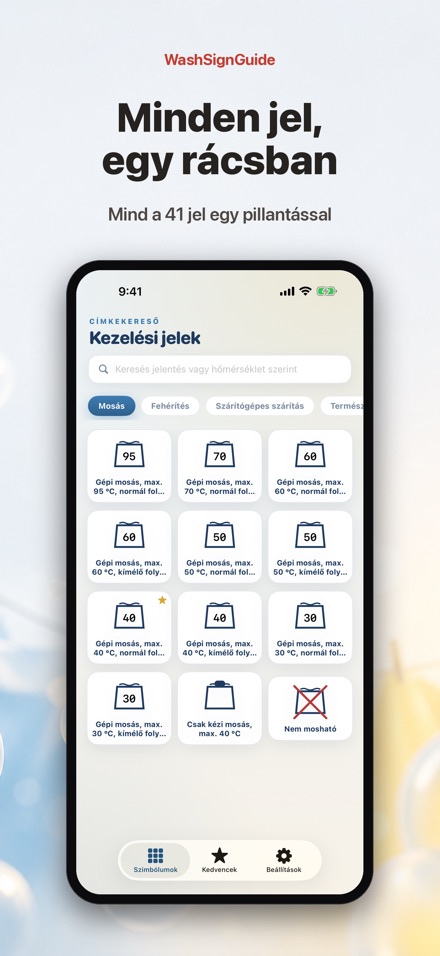 WashSignGuide: Mosási jelek