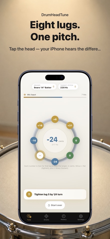 Samba Drum Tuner: Tune by Lug 1