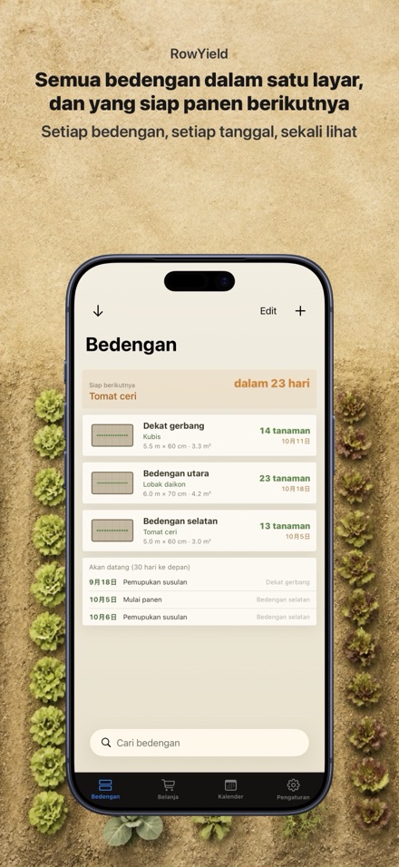 RowYield: Rencana Bedeng 1